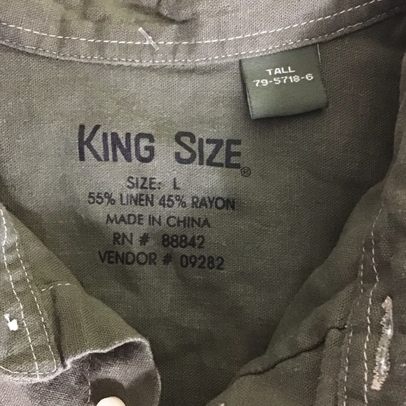 Big & Tall King Size Dark Green khaki short sleeve shirt Men Sz Large Tall NWOT - Picture 7 of 7